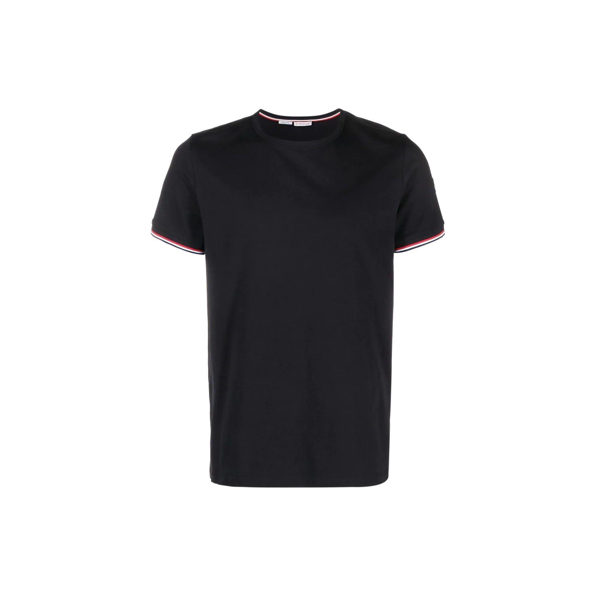 Moncler SS23 Gestreept Print Ronde Hals Korte Mouw T-shirt Heren Tops Donkerblauw I10918C7160087296778 M