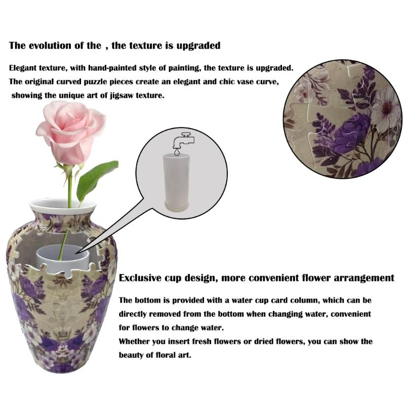 3D Puzzle Vases Unique Flower Vases Made by 120 Curved Plastic Puzzle Pieces Decorative Vases for Flower Arrangements