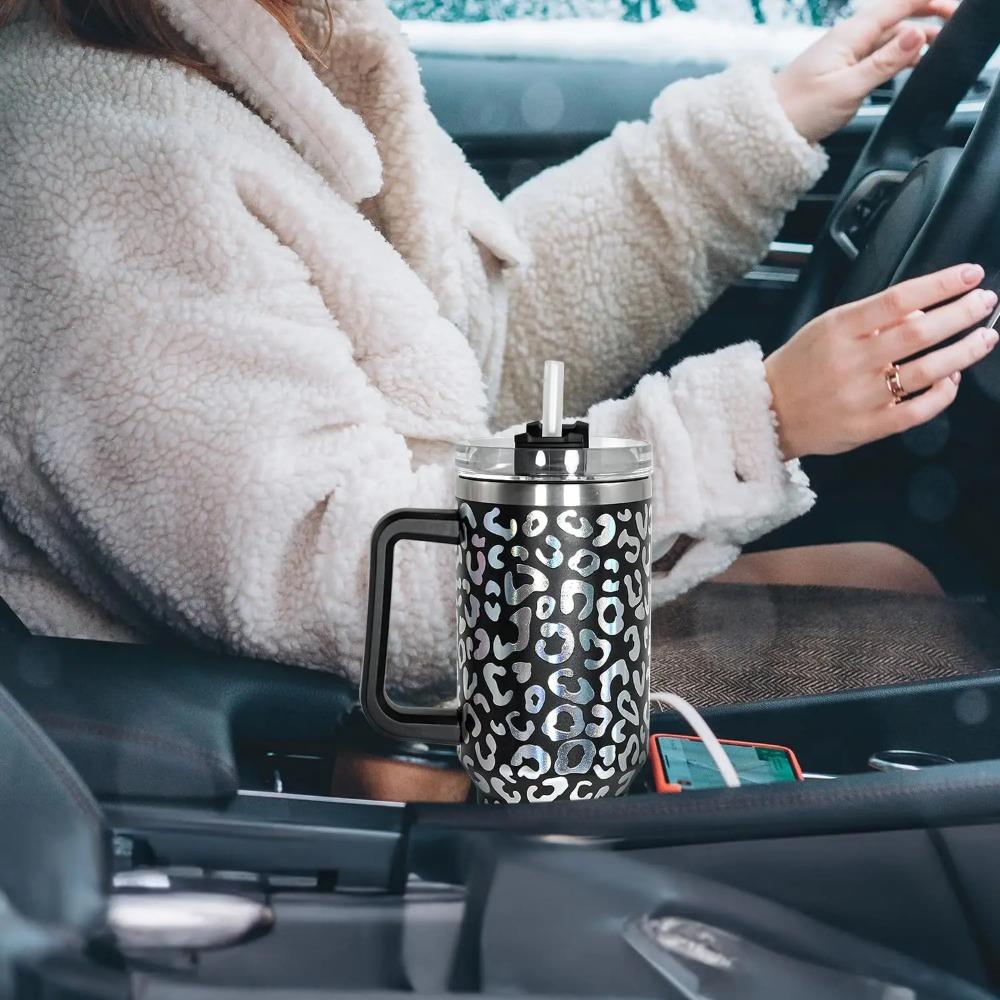 Leeseph Tumbler with Handle and Straw, 100% Leak-Proof Travel Mug, Stainless Steel Double Wall Vacuum Insulated Coffee Cup