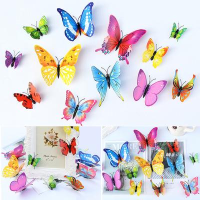 12 Pièces Autocollants Muraux Papillons Ensemble Magnétique Art 3D Décalcomanies Décoration Maison Chambre