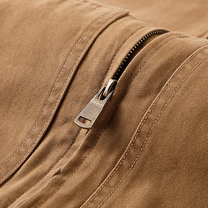 2026 Men's Pure Cotton Lapel Jacket: Trendy American Casual Workwear Style for Spring and Autumn.