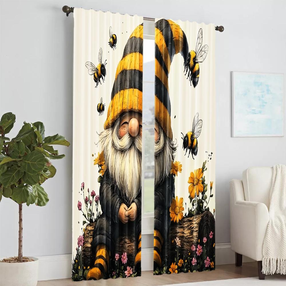 2 Pcs   Versatile Polyester Transparent Curtains for Home Decoration Bee Goblin for Use In Bedrooms and Living Rooms