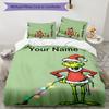 3pcs Crunch Christmas2 Cover Set - Personalized Name, HD Printed Bedding with 1 Cover and 2 Pillowcases - Perfect for Home Decor, Easy Care