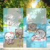 Cute Peach Mochi Cat Beach Towel Shower Bath Travel Lightweight Skin Friendly For Pool Camping Cruise Summer