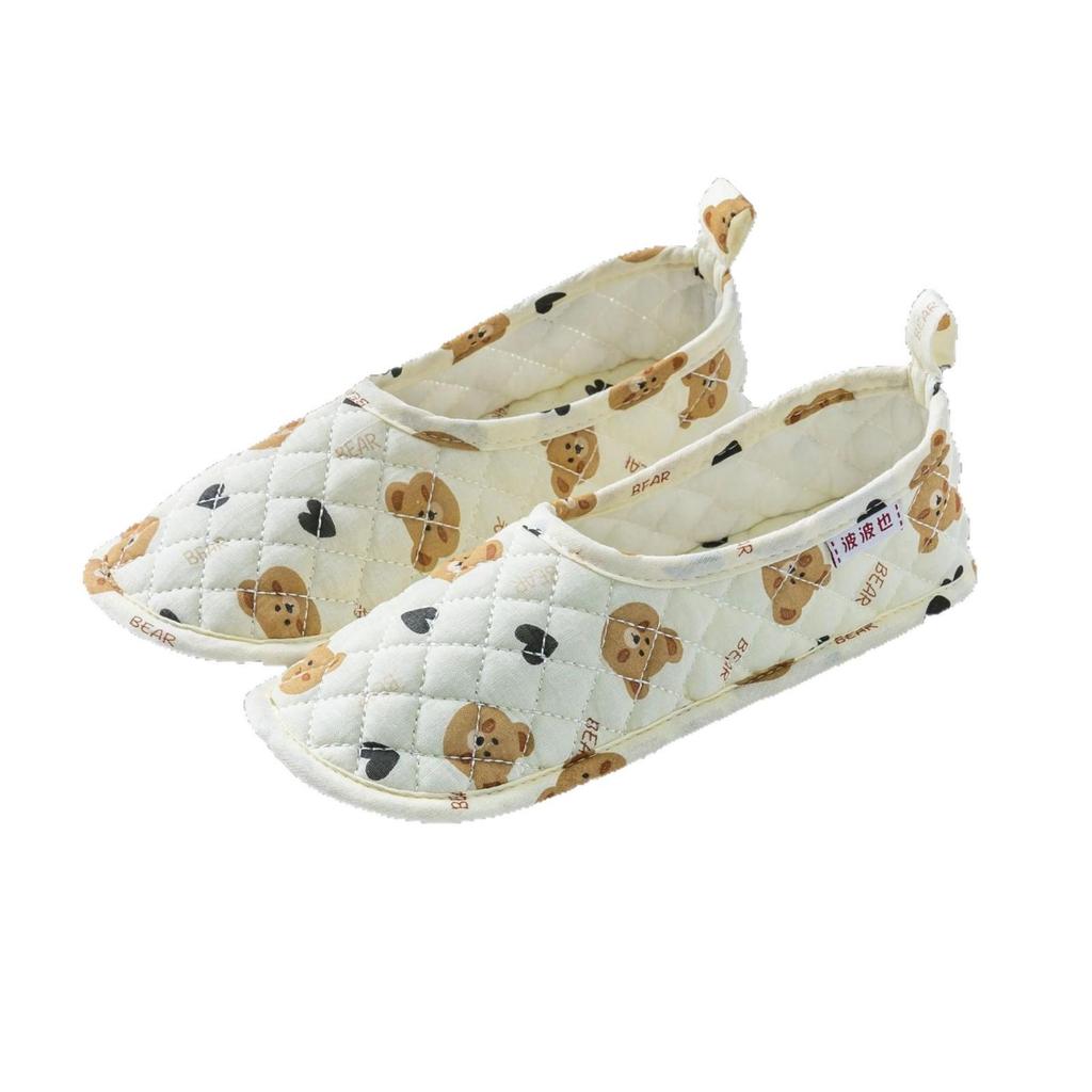 Breathable Soft Sole Non-Slip Cotton Slippers for Maternity Confinement, Closed Heel, Thin Style for Wood Floors