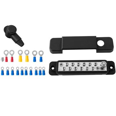 New Black 12 Way Bus Bar Power Distribution 12V Rated Terminal Block For Auto Marine