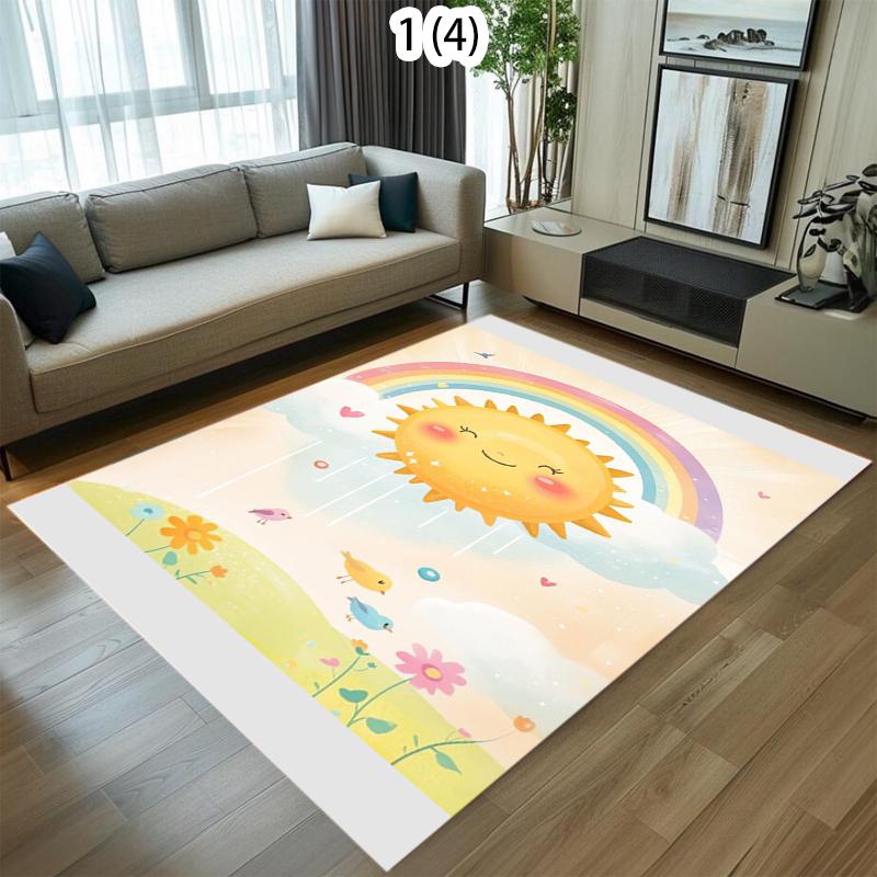 Tapete Simples e Fofo com Padrão de Nuvem Arco-Íris para Menina Tapete de Chão Tapete para Sala de Estar Quarto Tapetes Decoração de Casa Tapete Decoração de Quarto