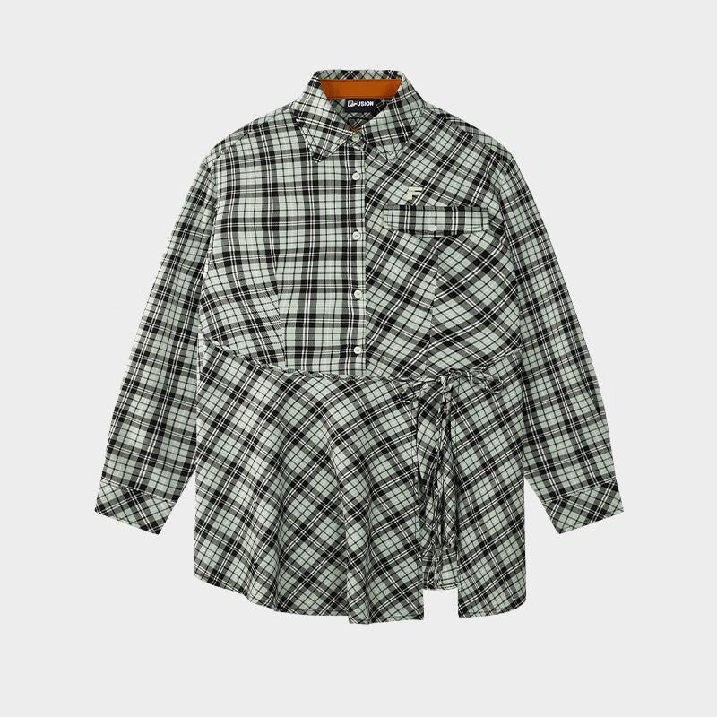 FILA FUSION Women s Loose Irregular Plaid Shirt M