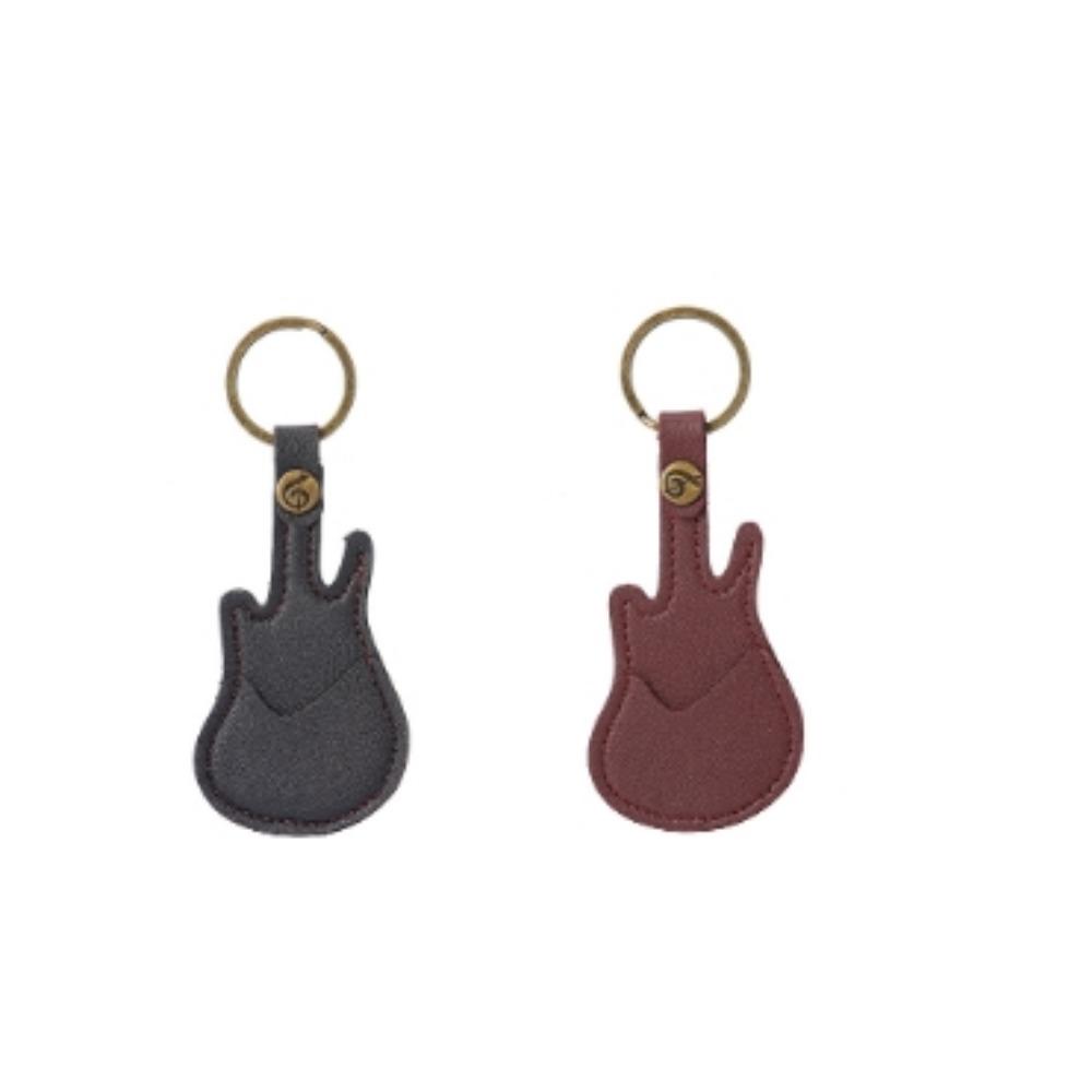1Pc Leather Guitar Pick Bag Guitar Pick Holder Case Guitar Shape With Key Ring Celluloid Picks String Instrument Accessories