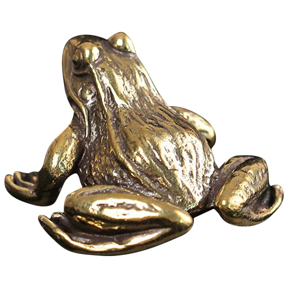 

Mini Frogs Statue Retro Brass Solid Desktop Decorative Ornament Tiny Classical Pond Garden 3.6x1.4x2cm золотистый