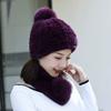 Rex Rabbit Hair Hat Scarf Two-piece Set Women's Winter Fur Hat Set Winter Fashion Warm Middle-aged Mother Hat
