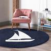 Marine Round Rug Compass Floor Carpet Wheel Non Slip Circle Rugs Sailor Anti Slip Mat Anchor Area Rugs Blue Rug for Living Room