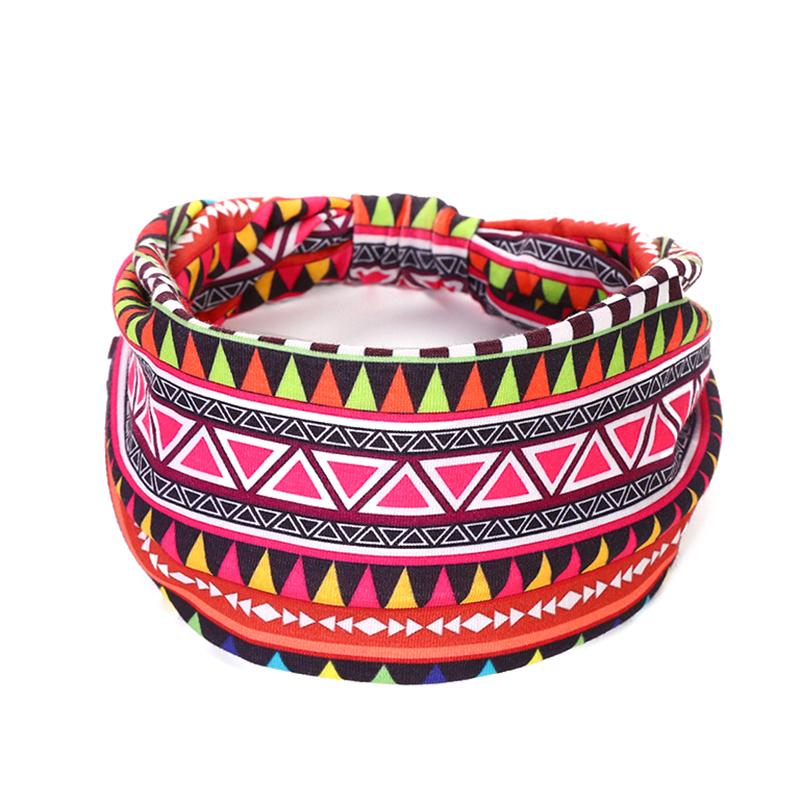 Diadema de Algodón Elástico de Moda Estampado de Patrón Africano Estilo Twist Banda Elástica para el Cabello Diademas Anchas Bandana Turbante Nudo Headwrap