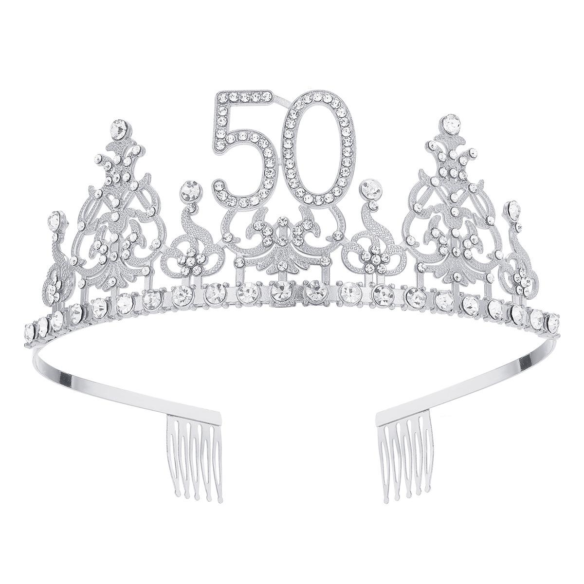 

Европейская и американская мода сплав цифровая корона с бриллиантами головной убор 18th Birthday Party жемчужный сплав головной убор