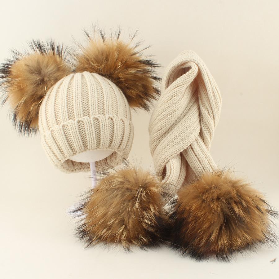 Kids Winter Warm Knitted Set Pom‑pom Hat Scarf Gloves 3‑Pcs Set Or Single Beanie Hat Windproof Ear Protection For Boys Girls Cold Weather Outdoor