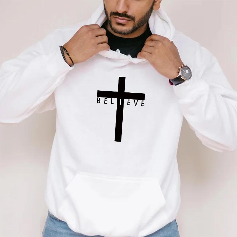 2025 Hot Sale Men's Cross Printed Hoodies All Season Daily Casual Sport Hooded Sweatshirts Male Home Outdoor Comfort Fashion Top