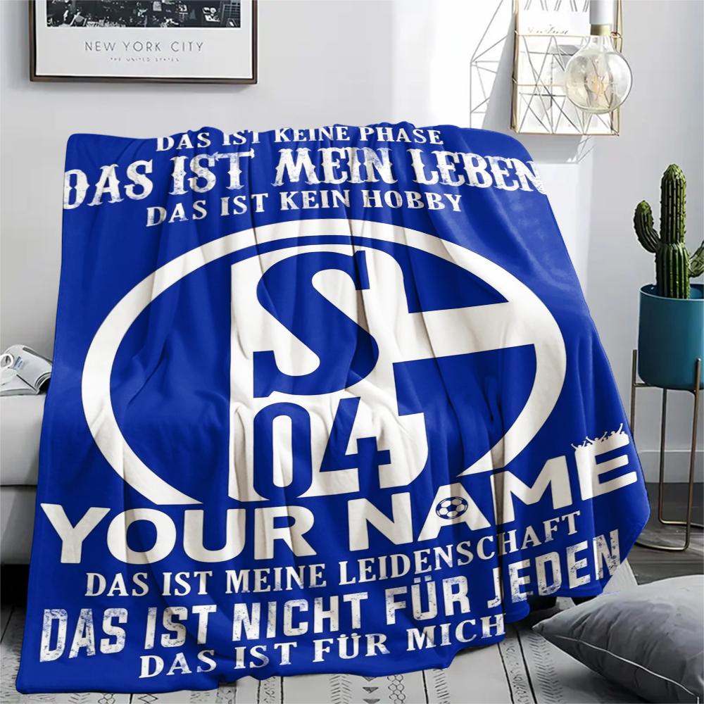 1pz Coperta in Flanella Personalizzata con Nome e Motivo FC Schalke 04 Adatta a Tutte le Stagioni per Arredamento Casa Calore e Comfort Regali Regalo Festivo_xia