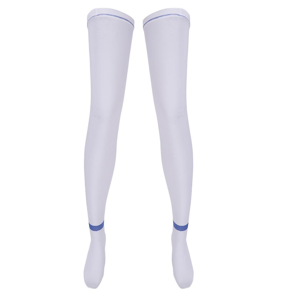 Breathable Hose Compression Stockings Skid Resistant Fatigue Relief Pressure Socks White (XXL)