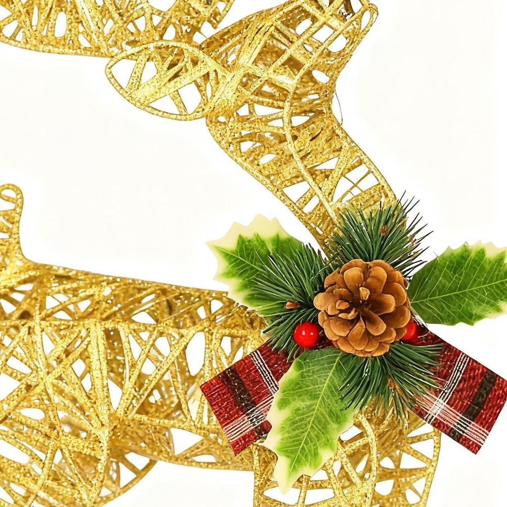 Świąteczny Renifer Świąteczny Podświetlany Metalowy Ornament Elegancki Wewnętrzny Dekor Świąteczny Na Festiwal Rodzinny Salon Zewnętrzny Wewnętrzny