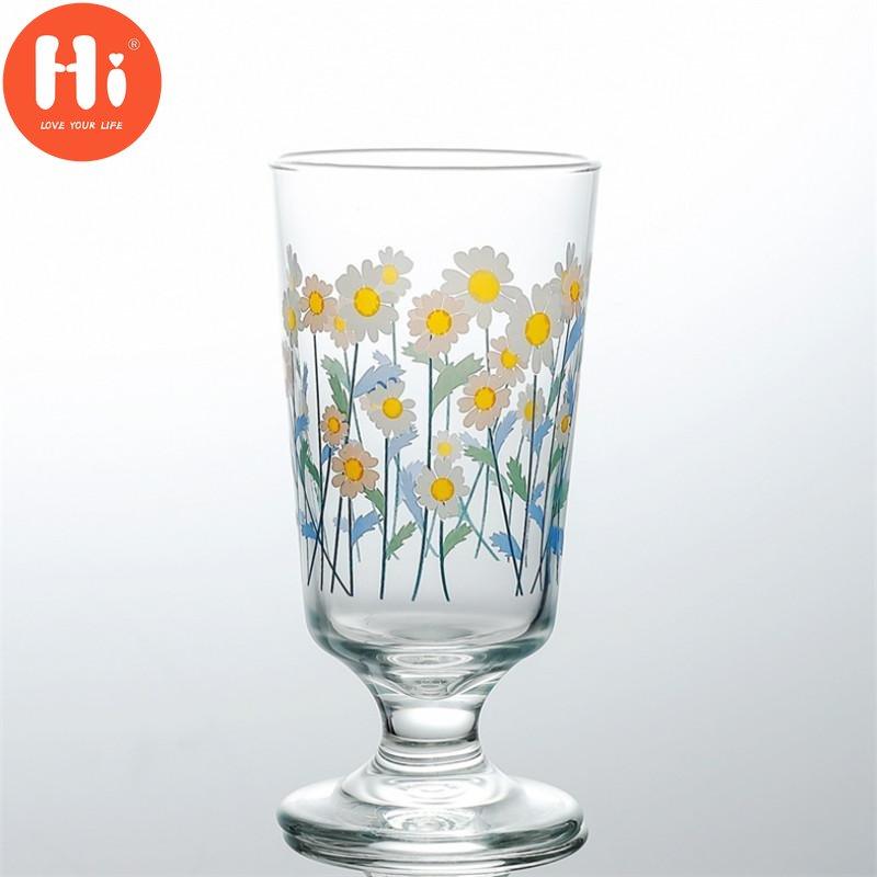 Hi Glass Cup Lovely Ručně malované Flowers Goblet Ice Cream Cup 280ml