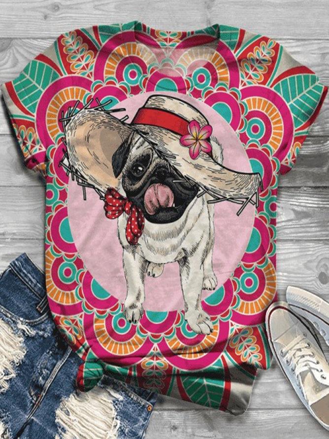 Women Summer T-shirts Animal Print O-Neck Plus Size Top