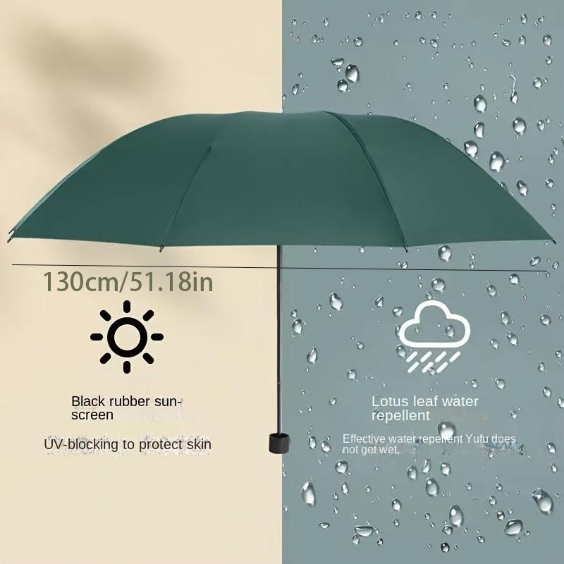 

130см Очень большой тройной складной зонт от дождя и солнца Эффективная защита от дождя Эффективная ветроустойчивость Устойчивость к УФ-излучению зелёный