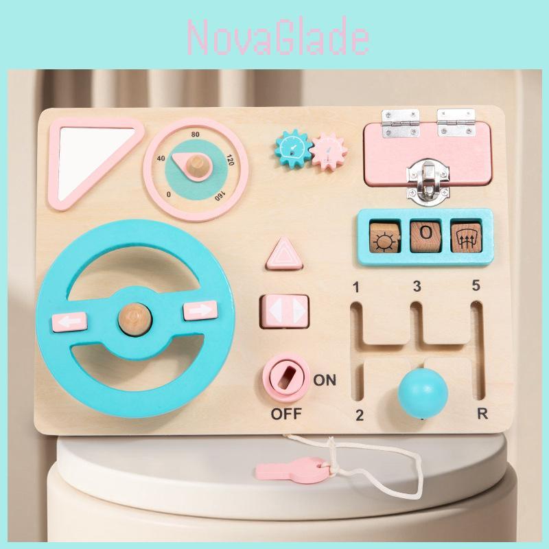 Wooden Busy Board Car Steering Wheel Toy For Early Childhood Learning And Developing Fine Motor Skills