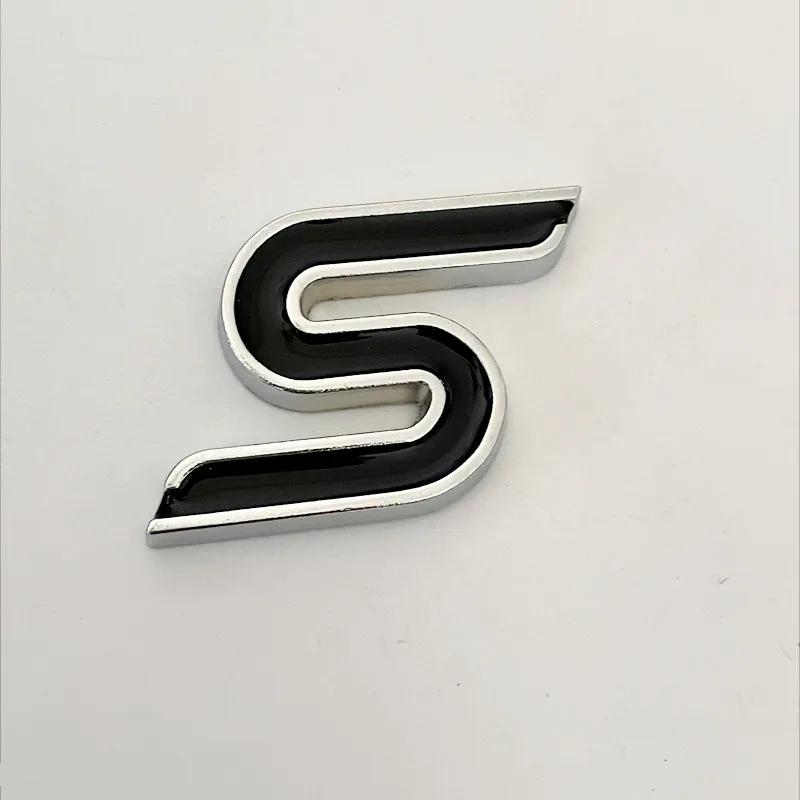 PLL18 3D Metal S Logo Front Grille Emblem Badge Car Rear Trunk Stickers For Ford Focus Fiesta Escape Ecosport Kuga Mondeo Accessories