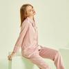 Long-sleeved Satin Cardigan Trousers Pajamas Loose Casual Home Wear Pajamas Women Solid Color Pajamas