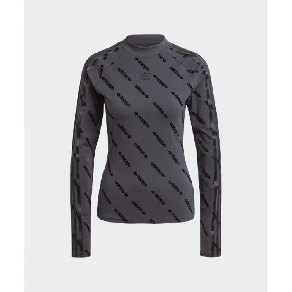 Adidas Mono Long Sleeve Top   Charcoal Je8355