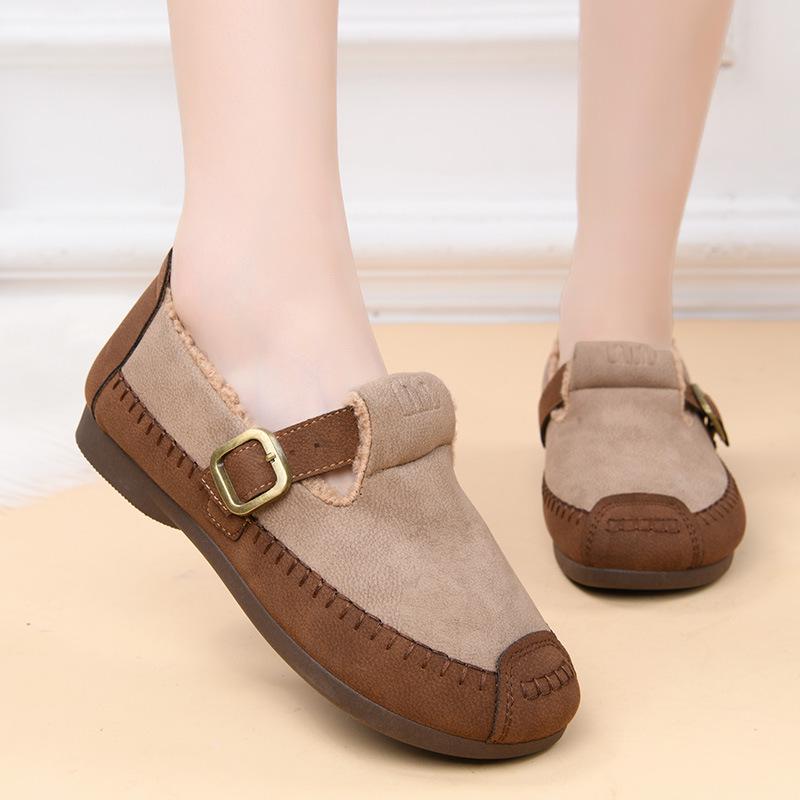 2025 Winter Fashion Women's Fleece-Lined Non-Slip Flat Shoes
