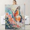 Vibrant Butterfly and Flower Design Flannel Printed Blanket Suitable for All Seasons Suitable for Living Room Office Sofa Travel