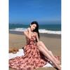 Fustă de vacanță la mare rochie florală cu bretele de vară nouă spate gol gât temperament rochie lungă femei