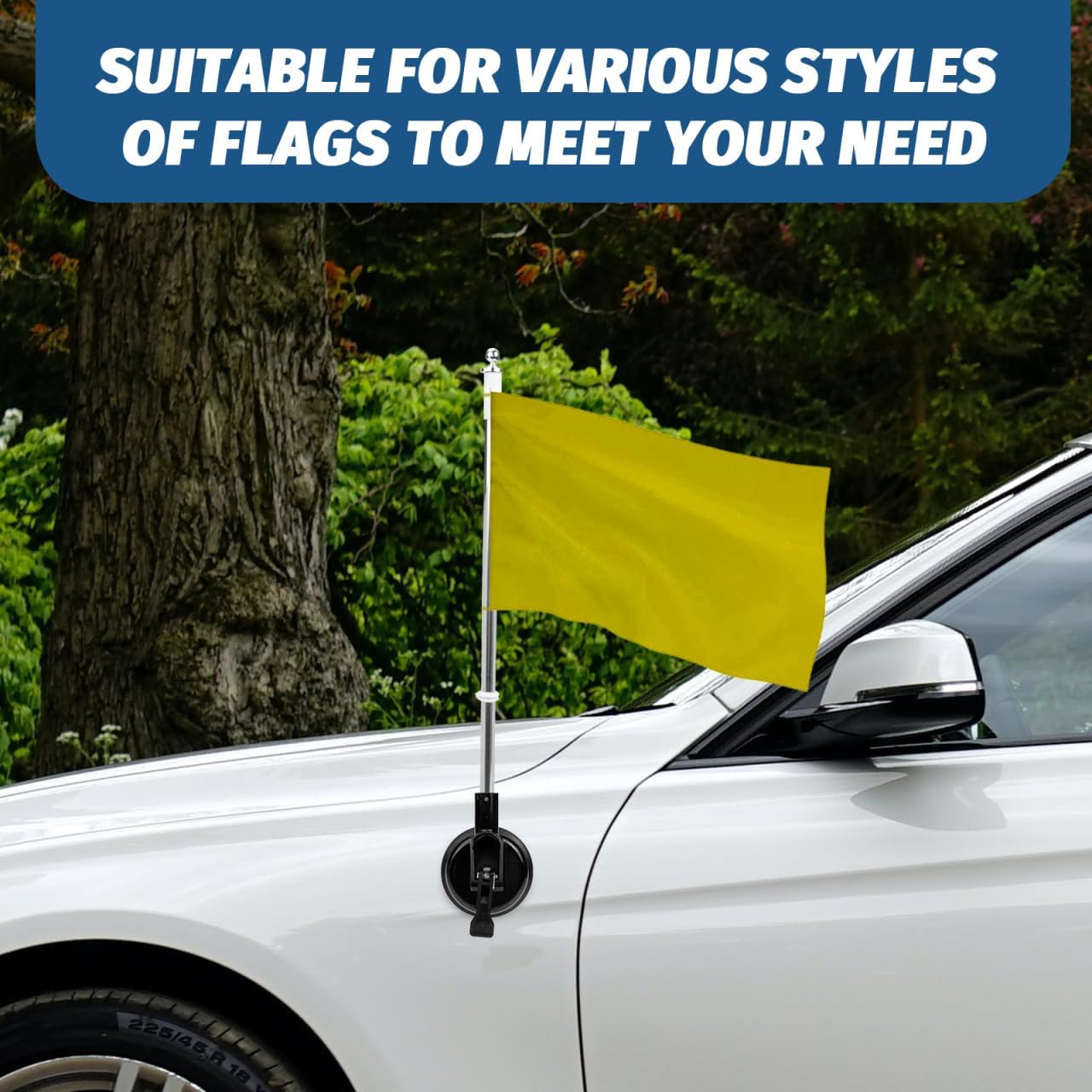 Универсальный держатель для флагштока на присоске для автомобилей и внедорожников - Прочный держатель для флагштока с надежным креплением для наружного использования