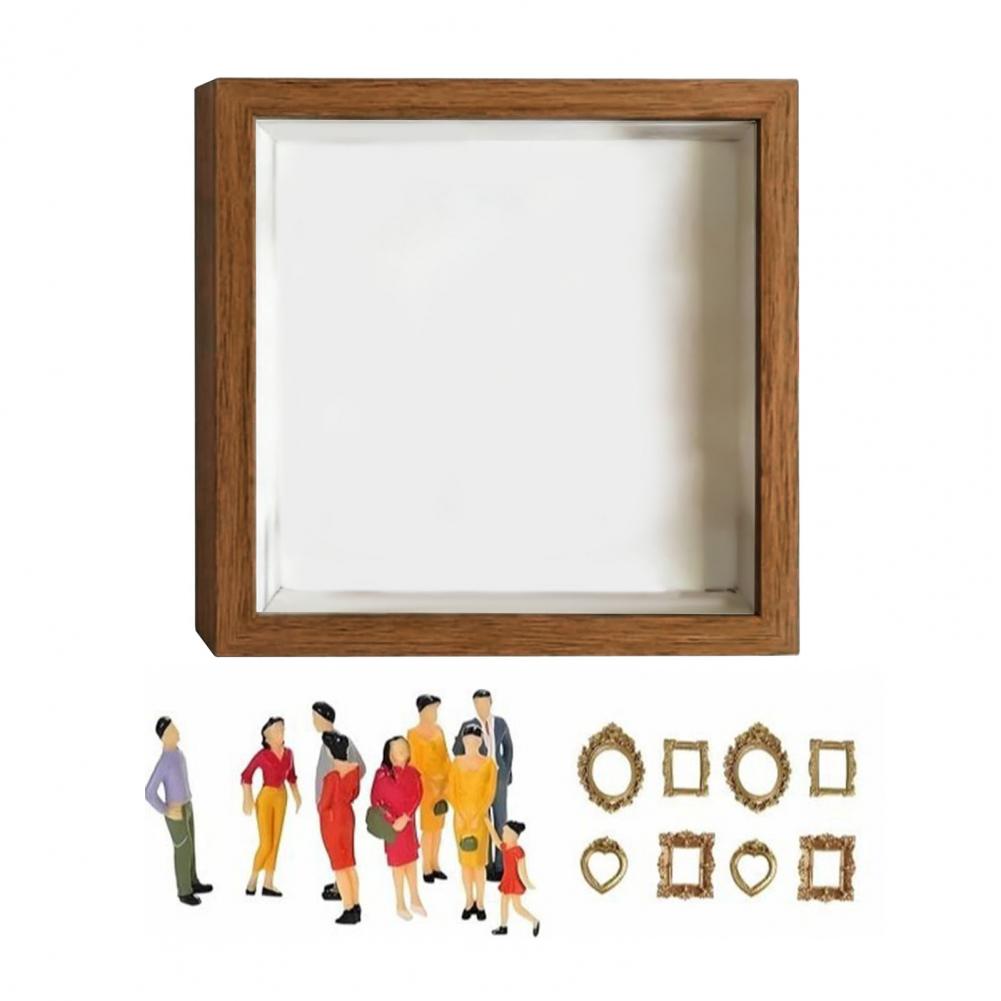 

25cm DIY Mini Museum Silhouette Box Shadow Box DIY Family Photo Display Case Kit With Mini Frames And Figurines Memory Keepsake коричневый