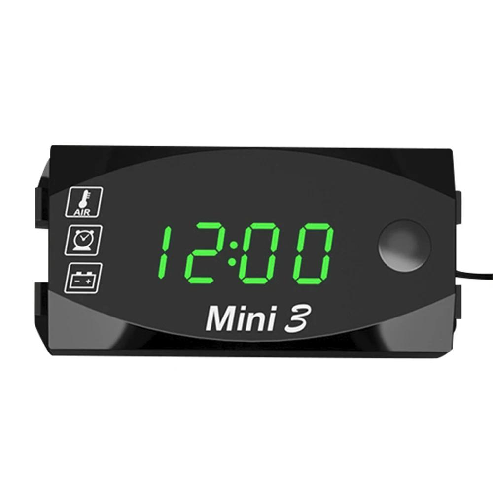 Motorcycle  Meter 3 in 1 Digital Time Clock Thermometer  Voltage Voltmeter IP67 Waterproof Tester Battery Moniter Gauge