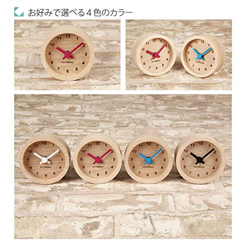 KATOMOKU Mini Clock, Round, Red, Wood, Beach, Km-26