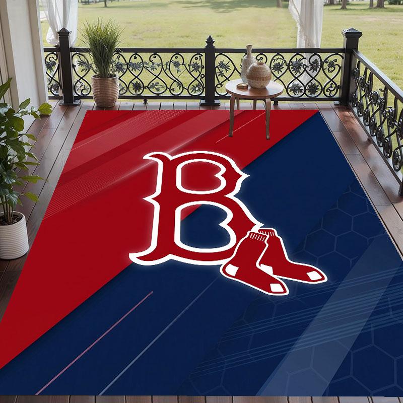 Soft Floor Carpet Boston Red Sox Pattern Area Rug Decorative Mat For Home Room Decoration