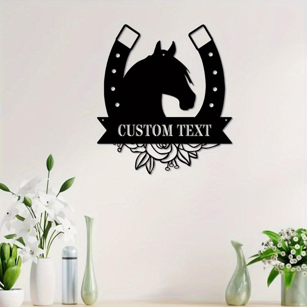 Custom Metal Wall Art Horseshoe Decor Personalized Family Name Sign Home Office Indoor Outdoor