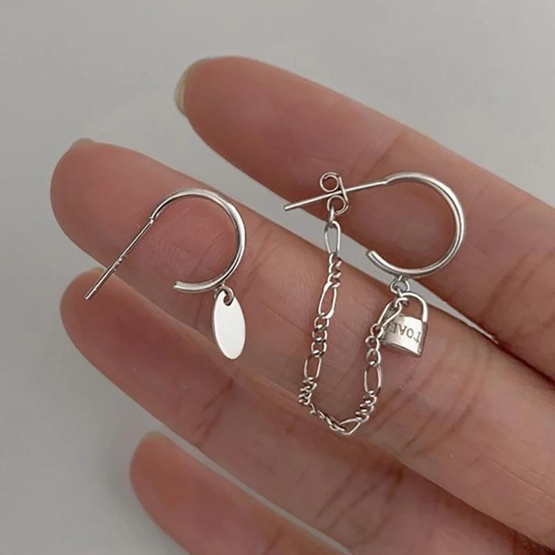 foxanry Silver Color Tassel Earrings for Women Trendy Elegant Lock Pendant Letters LOVE Earrings Wedding Bride Jewelry