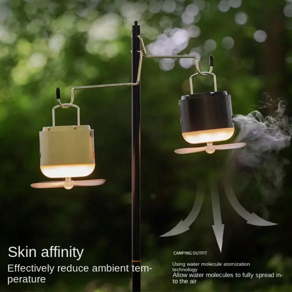2-in-1 Camping Tent Light with Fan – 4 Lighting Modes, Spray Function, IPX7 Waterproof, Rechargeable LED Lantern for Camping