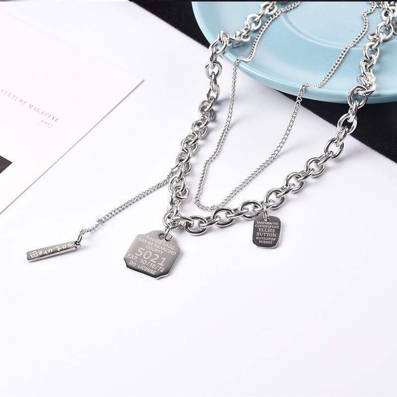 

Alphanumeric Titanium Steel Pendant Necklace Female Double Punk Trend Brand Necklace Male and Female Couples Clavicle Necklace