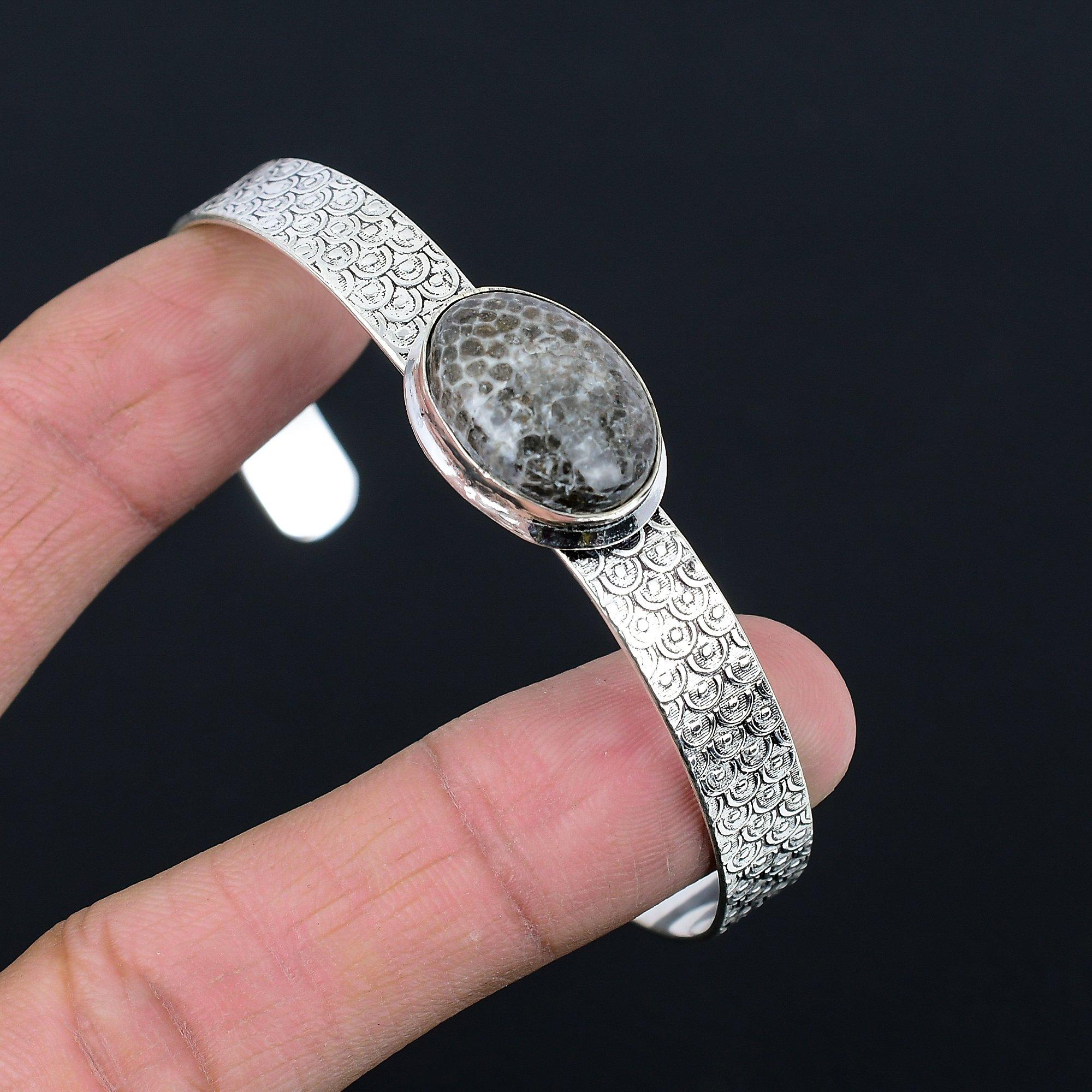 

Mothers day Deal 925 Silver Natural Stingray Coral Wedding Wife Bangle Bracelet Adjustable