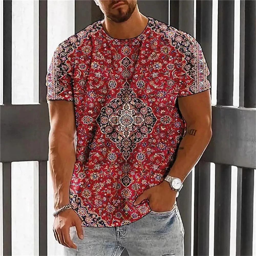 

Bohemian 3D Print T Shirt for Men Ethnic O-Neck Short Sleeve Tops Geometric Harajuku Men s T-Shirt Loose Tees Shirt Man Clothing 6XL