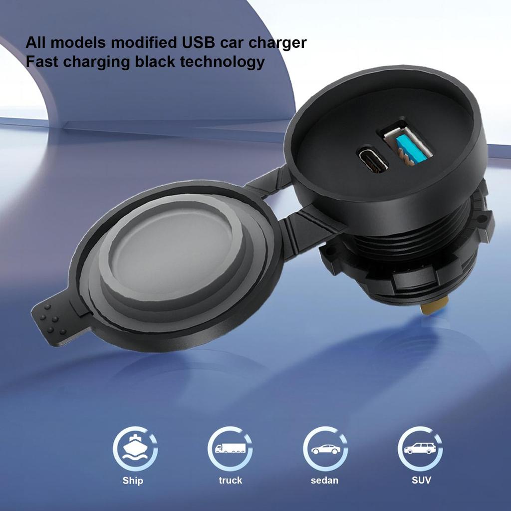Phone Charger For Car Fast Charging Double Port Outlet Covered Marine Fast Charger For Phone Tablet Earphone Truck RV Marine