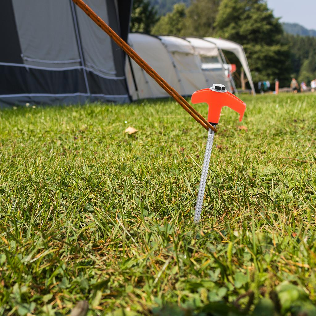20 Pack 7inch Camping Stakes Tent Pegs Includes Hex Head Driver & Storage Box Metal Threaded Tent Spikes for Camping Grassland