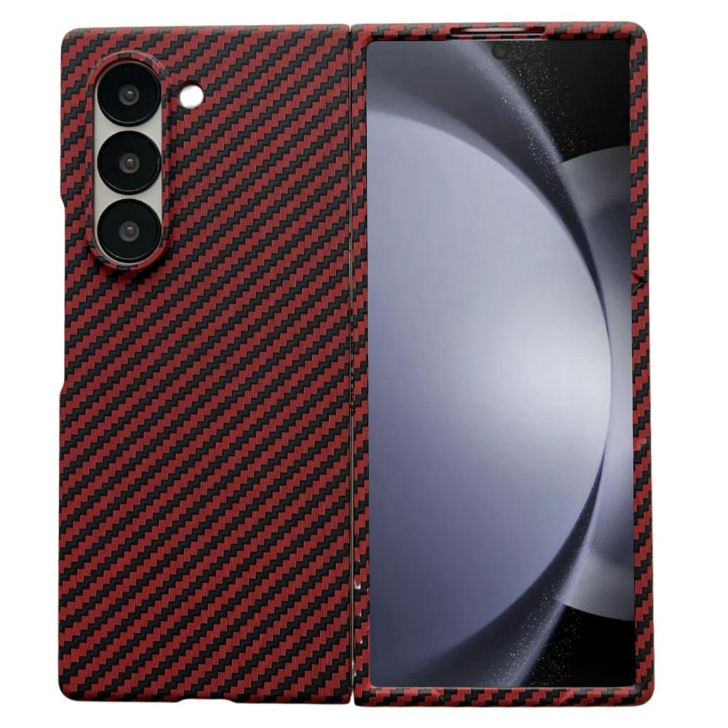 For Samsung Galaxy Z Fold5 5G Magnetic Case Carbon Fiber Texture PC Phone Cover with Screen Protector