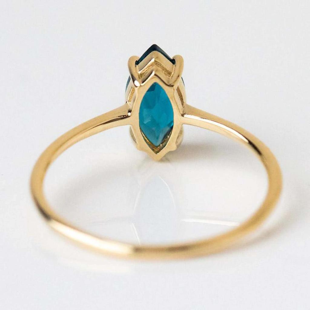 Anel Topázio Azul Londres Corte Marquise Prata Esterlina 925 Anel Topázio Azul Anel Presente de Aniversário Anel Pedra de Nascimento de Novembro Para Ela/Mulheres