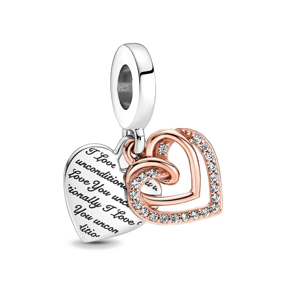 NEW 925 Silver Charm Fit Bracelet Accessories Women Jewelry Love Series Cupid Pink Heart Rose