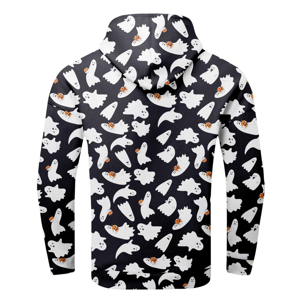 Halloween Print Men's Loose Hooded Sweatshirt